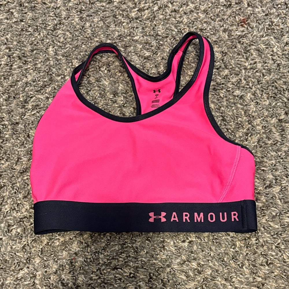 Under Armour Neon Pink and Black Sports Bra